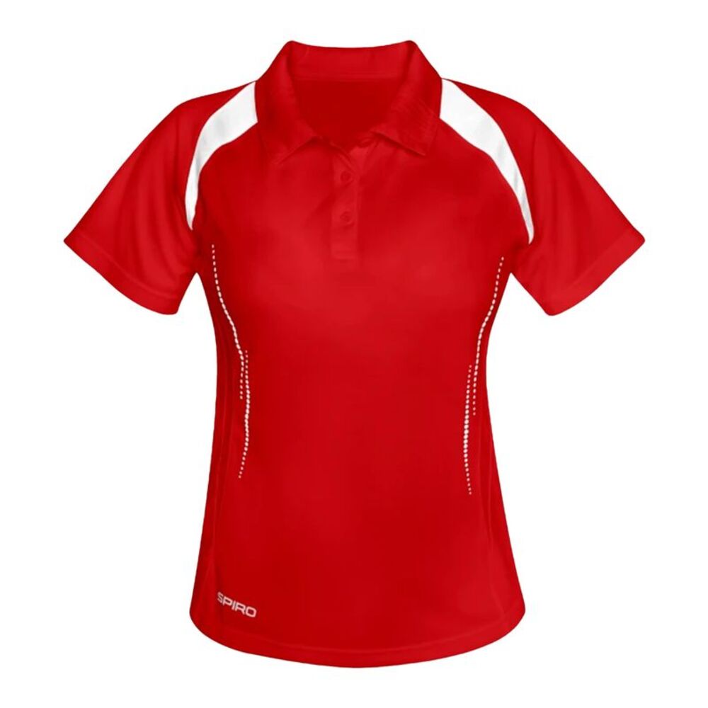 Spiro Womens/Ladies Sports Team Spirit Performance Polo Shirt / Red/White